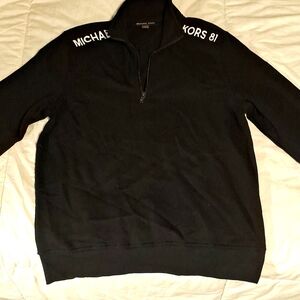 Michael Kors 1/4 Zip Pullover Sweatshirt Black Medium